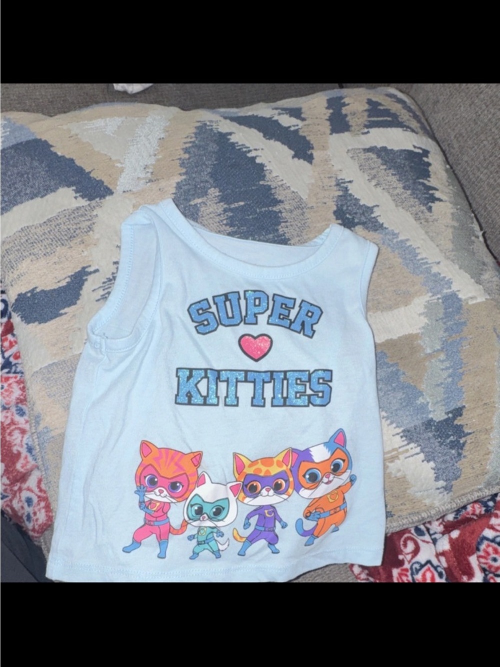 Disney Light Blue 'Super Kitties' Graphic Tank Top